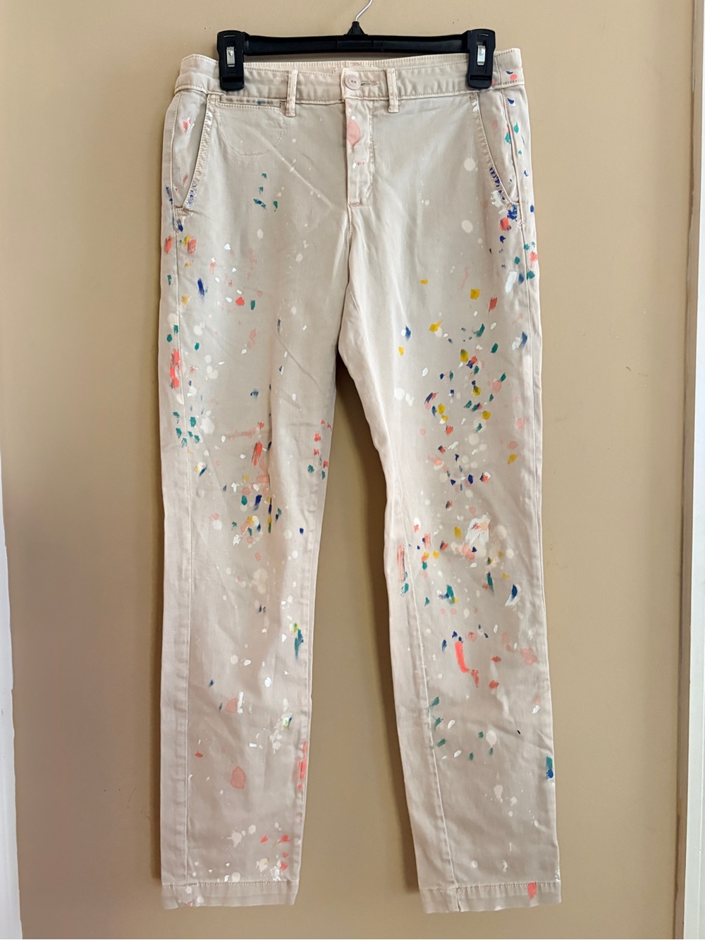 Anthropologie Chino Paint-Splatter Beige Pants 26